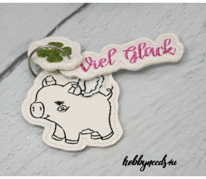 Stickdatei ITH - Glücksschwein Schwein Anhänger bis 2026